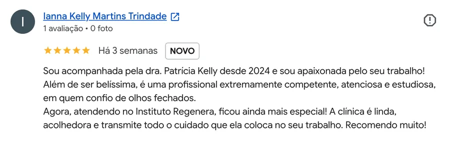 Avaliação de Ianna Kelly Martins Trindade no Google