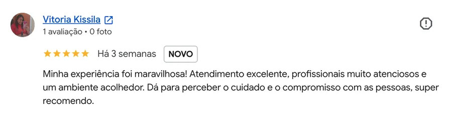 Avaliação de Vitoria Kissila no Google